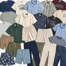 Load image into Gallery viewer, Collection of various shirts and shorts on a white background
