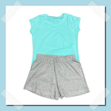 Load image into Gallery viewer, Girls Summer Short Set - Aqua (style 9145) Wholesale Pack of 80

