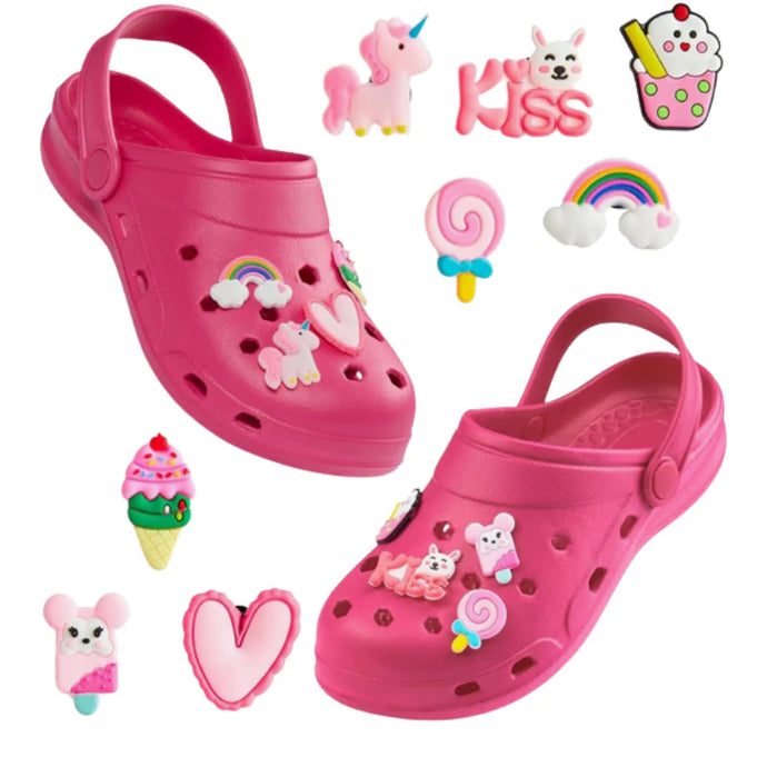 Wholesale parcels of girls clogs with charms, great line for resellers