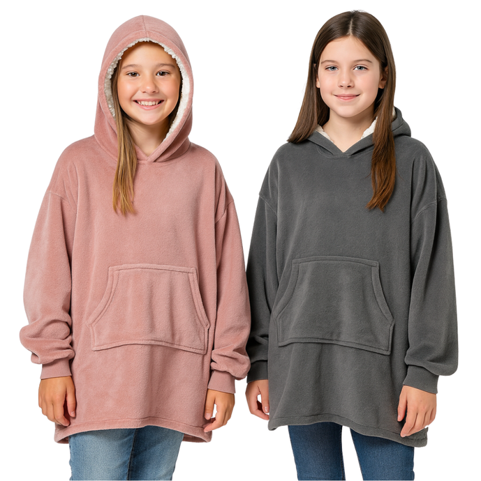 Wholesale parcel of Girls Winter Warm Sherpa Lined Oversize Hoodies