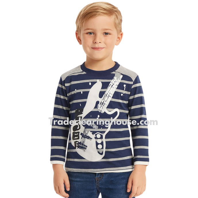 Boys Ex Chainstore Guitar Print Top wholesale parcel