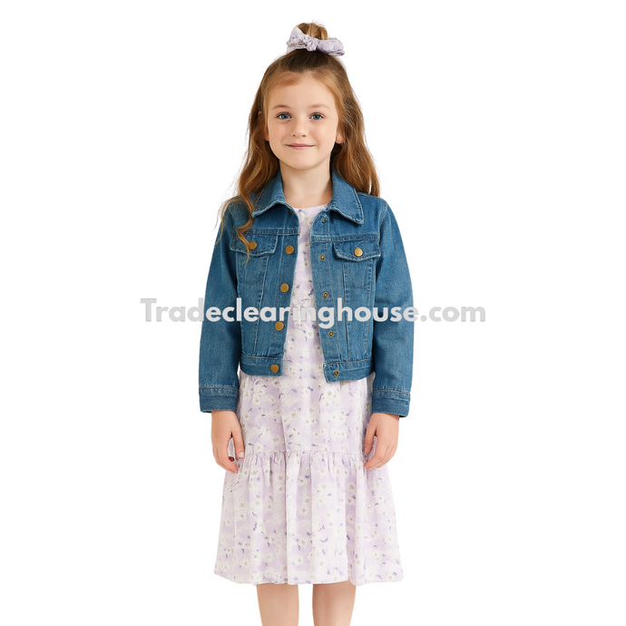 Girls Summer Dress, Denim Jacket & Scrunchie Wholesale deal