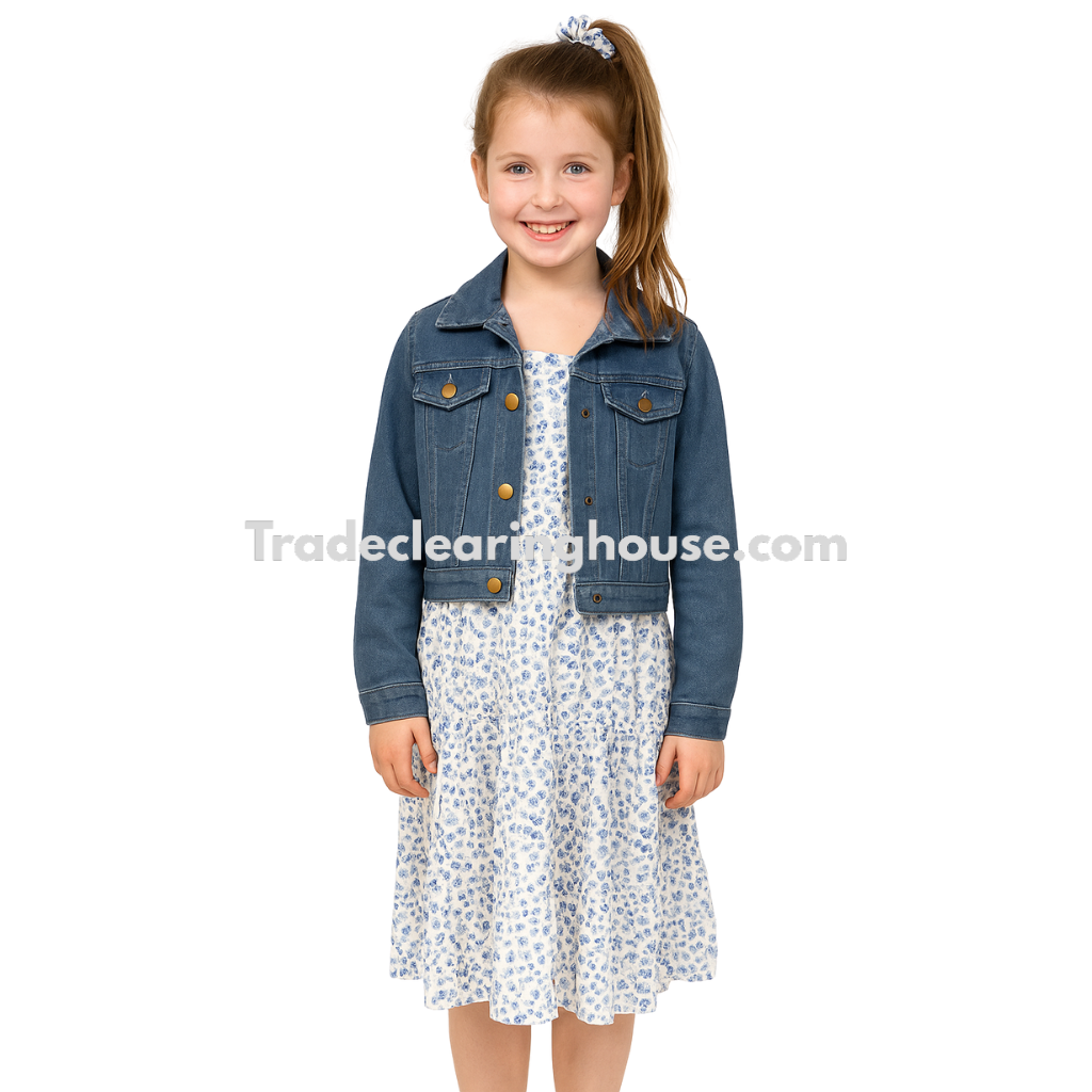 Girls Summer Dress, Denim Jacket & Scrunchie Wholesale deal
