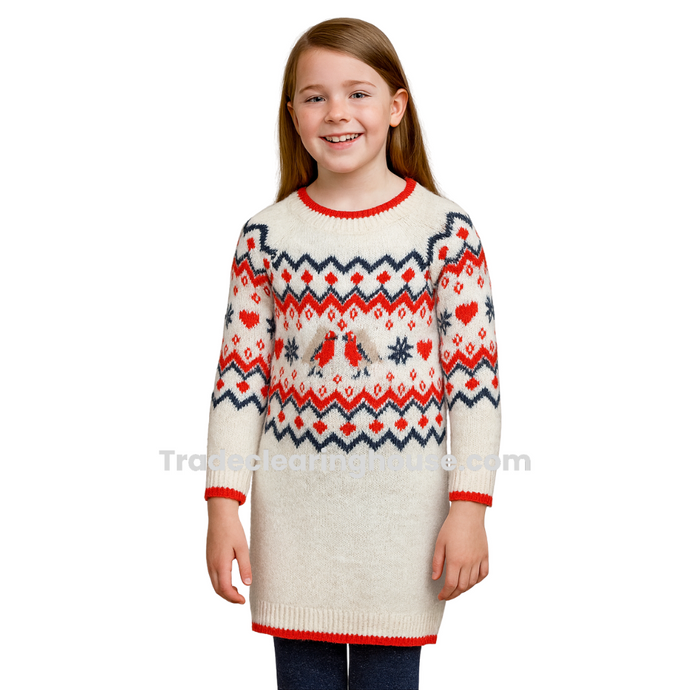 Wholesale Girls Ex Chainstore Fairisle knitted festive dress