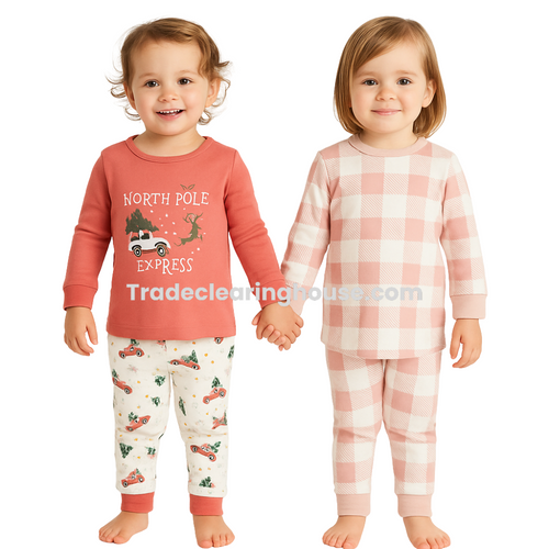 Wholesale clearance parcel of Baby Girls 2 Pack Festive Pyjama Sets