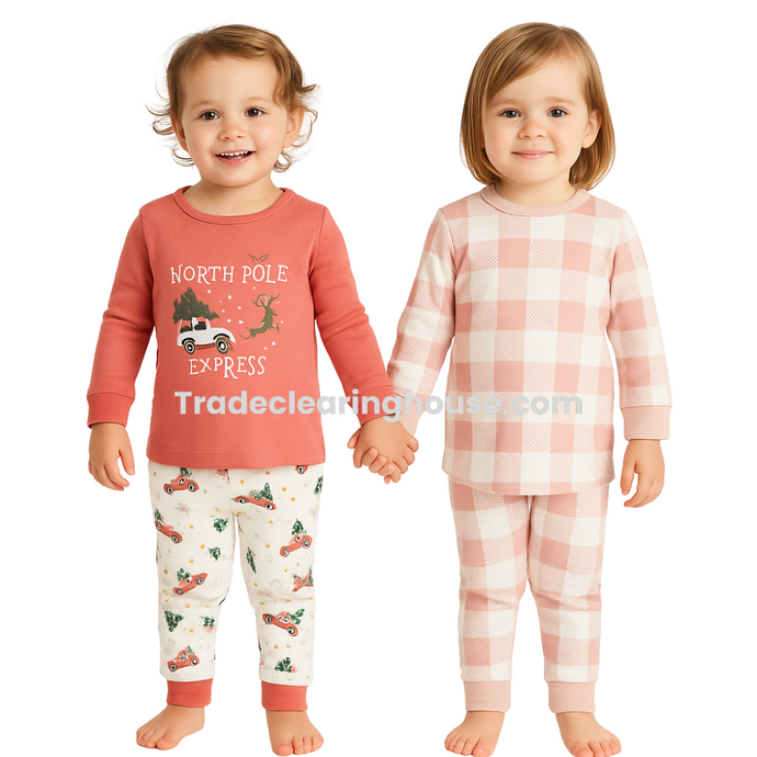 Wholesale clearance parcel of Baby Girls 2 Pack Festive Pyjama Sets