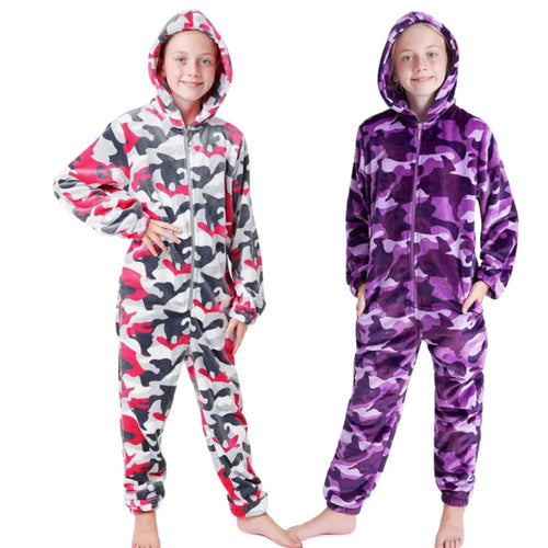 Girls Assorted Colour Camo All in One Lounge Suits