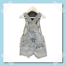 Load image into Gallery viewer, GIRLS EX STORE RIP DENIM SHORT DUNGAREES (style G7) Pack of 12
